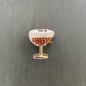Espresso Martini Allover Rhinestone Coffee Gold Mini Lobster Claw Hair Clip